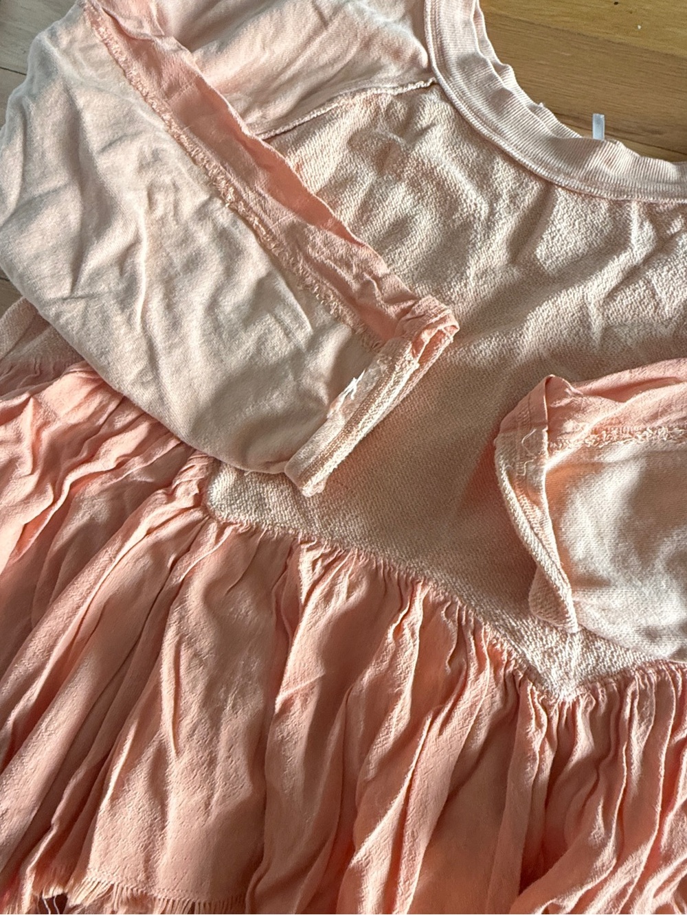 Free People Peach Knit Ruffled Top - Picture 5 of 6